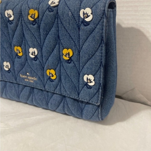 EUC Kate Spade New York Briar Lane Quilted Denim Applique Emelyn Handbag Purse - Picture 5 of 8